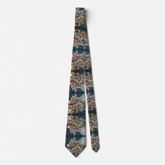 Art Deco Art Nouveau Rainbow Circuit Board Necktie ネクタイ (正面)