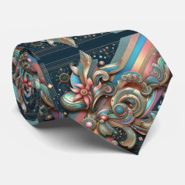 Art Deco Art Nouveau Rainbow Circuit Board Necktie ネクタイ