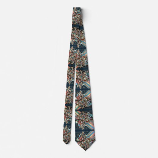 Art Deco Art Nouveau Rainbow Circuit Board Necktie ネクタイ (裏面)