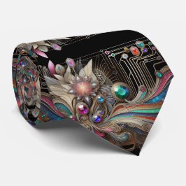 Art Deco Art Nouveau Rainbow Circuit Board Necktie ネクタイ