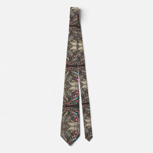 Art Deco Art Nouveau Rainbow Circuit Board Necktie ネクタイ (正面)