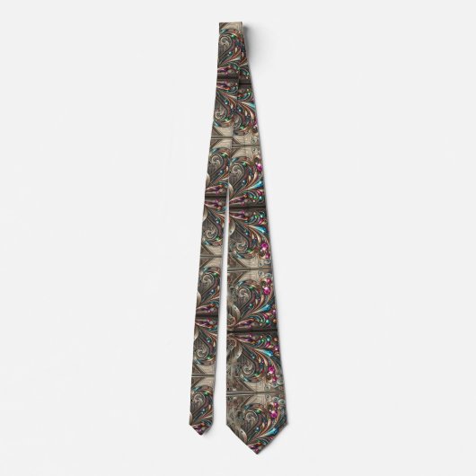Art Deco Art Nouveau Rainbow Circuit Board Necktie ネクタイ (裏面)