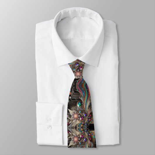 Art Deco Art Nouveau Rainbow Circuit Board Necktie ネクタイ (タイ)