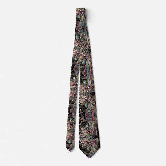 Art Deco Art Nouveau Rainbow Circuit Board Necktie ネクタイ (裏面)