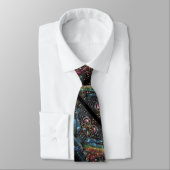 Art Deco Art Nouveau Rainbow Circuit Board Necktie ネクタイ (タイ)