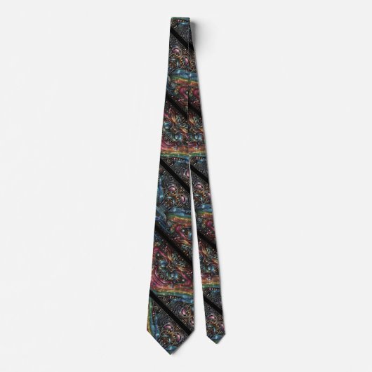 Art Deco Art Nouveau Rainbow Circuit Board Necktie ネクタイ (正面)