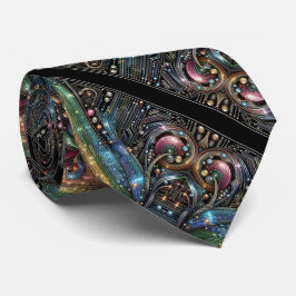 Art Deco Art Nouveau Rainbow Circuit Board Necktie ネクタイ