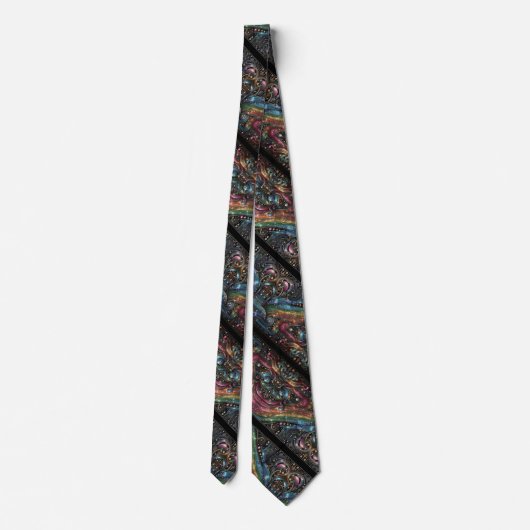 Art Deco Art Nouveau Rainbow Circuit Board Necktie ネクタイ (裏面)