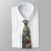 Art Deco Art Nouveau Rainbow Circuit Board Necktie ネクタイ (タイ)