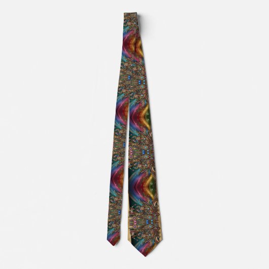 Art Deco Art Nouveau Rainbow Circuit Board Necktie ネクタイ (裏面)