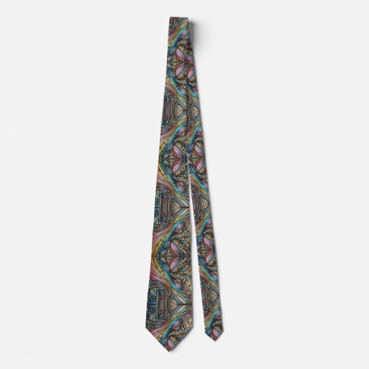Art Deco Art Nouveau Rainbow Circuit Board Necktie ネクタイ (正面)