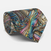 Art Deco Art Nouveau Rainbow Circuit Board Necktie ネクタイ (ロール)