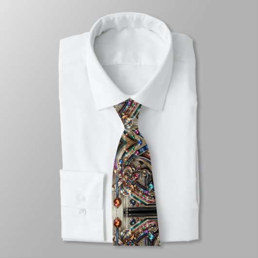 Art Deco Art Nouveau Rainbow Circuit Board Necktie ネクタイ (タイ)