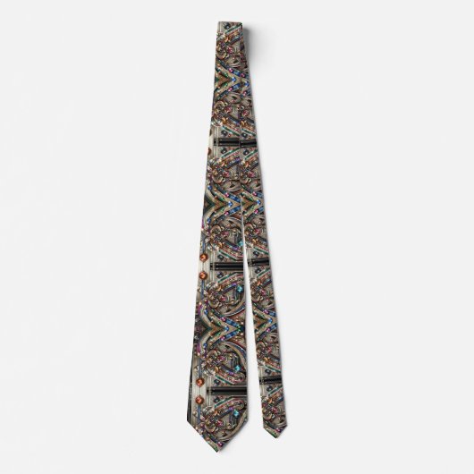 Art Deco Art Nouveau Rainbow Circuit Board Necktie ネクタイ (正面)