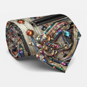 Art Deco Art Nouveau Rainbow Circuit Board Necktie ネクタイ (ロール)