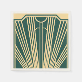 Art Deco Art Nouveau Striped Gold Tone Green  スタンダードカクテルナプキン