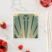 Art Deco Art Nouveau Striped Gold Tone Green スタンダードカクテルナプキン (インサイチュ)