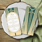 Art Deco Art Nouveau Striped Gold Tone Menu
