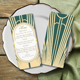 Art Deco Art Nouveau Striped Gold Tone Menu