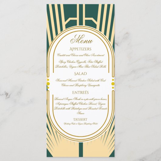 Art Deco Art Nouveau Striped Gold Tone Menu (正面)