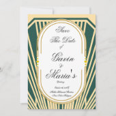 Art Deco Art Nouveau Striped Gold Tone Modern  招待状 (正面)