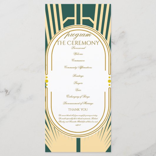 Art Deco Art Nouveau Striped Gold Tone Program (正面)