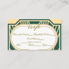 Art Deco Art Nouveau Striped Gold Tone RSVP エンクロージャーカード