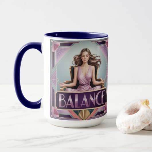 Art Deco Balance Meditation Mug マグカップ (ドーナツ付き)