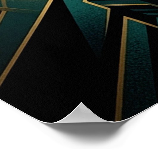 Art Deco Bear Mountain Climb Golden Path ポスター (角)