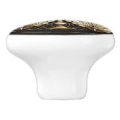 Art Deco Beautiful White Fans Elegant Gold Border セラミックノブ (側面)