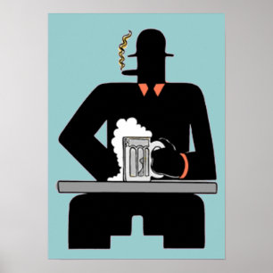 Art Deco Beer Drinker ポスター