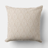 Art Deco Beige  Geometric Throw Pillow クッション (正面)