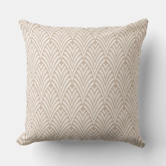 Art Deco Beige  Geometric Throw Pillow クッション (正面)