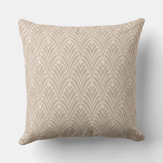 Art Deco Beige Shell Throw Pillow クッション (裏面)