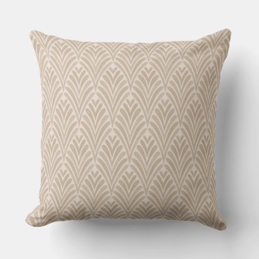 Art Deco Beige Shell Throw Pillow クッション (正面)