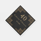 Art Deco Birthday Black Gold Roaring 20's スタンダードランチョンナプキン (角)