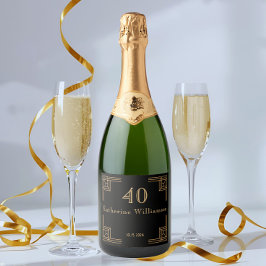 Art Deco Birthday Black Gold Roaring 20's スパークリングワインラベル