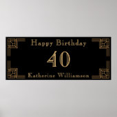 Art Deco Birthday Black Gold Roaring 20's ポスター (正面)
