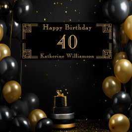 Art Deco Birthday Black Gold Roaring 20's ポスター