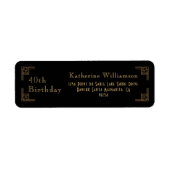 Art Deco Birthday Black Gold Roaring 20's ラベル (正面)