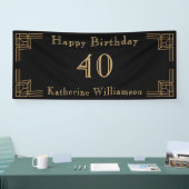 Art Deco Birthday Black Gold Roaring 20's 横断幕 (トレードショー)