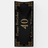 Art Deco Birthday Black Gold Roaring 20's 横断幕 (縦)