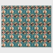 Art Deco Birthday Custom Photo Any Age 40th Teal ラッピングペーパー (フラット)