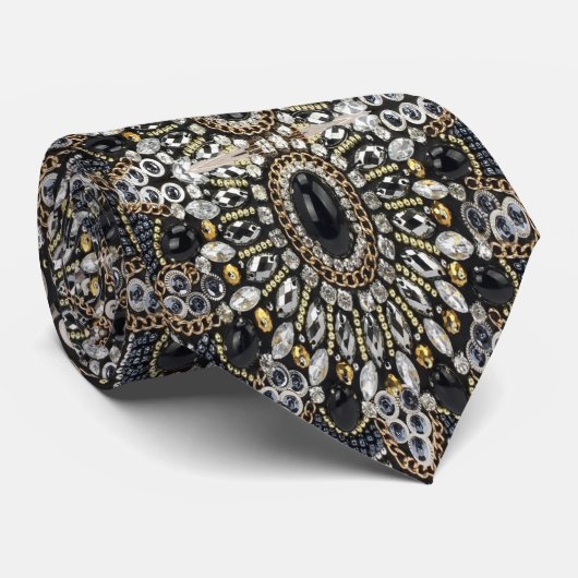 art deco black and gold bohemian pattern  ネクタイ (ロール)