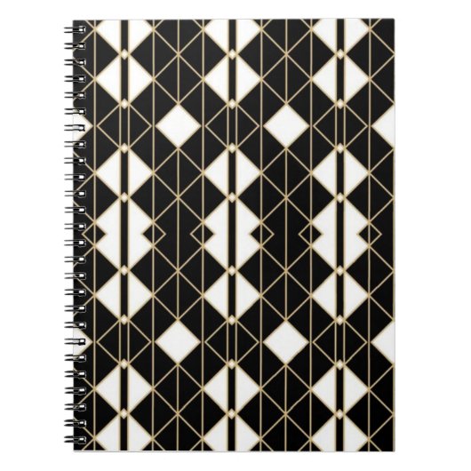 Art Deco Black and Gold Geometric luxury ノートブック (正面)