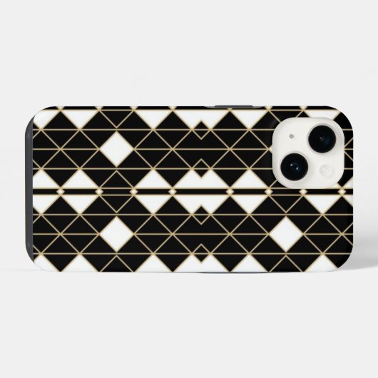 Art Deco Black and Gold Geometric luxury iPhoneケース (裏面横)