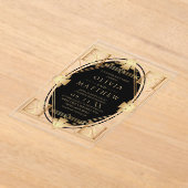 Art Deco Black and Gold Geometric Wedding  アクリル招待状 (レイダウン)