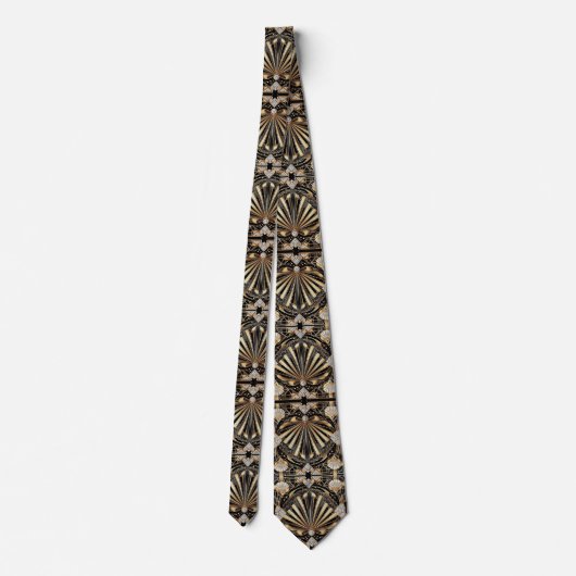 Art Deco Black and Gold Seashell Pattern Neck Tie ネクタイ (裏面)