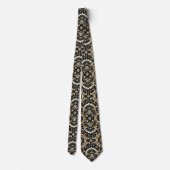 Art Deco Black and Gold Seashell Pattern Neck Tie ネクタイ (裏面)