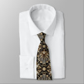 Art Deco Black and Gold Seashell Pattern Neck Tie ネクタイ (タイ)
